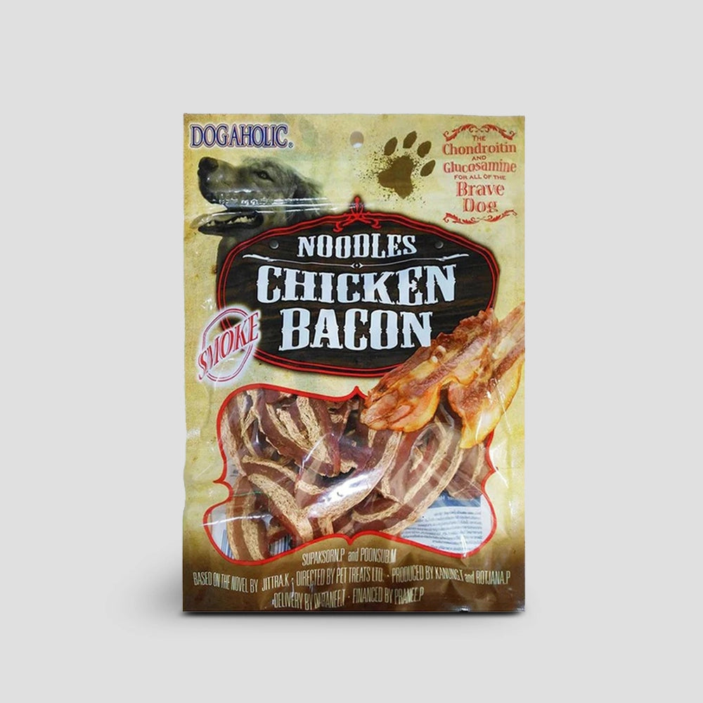 Dogaholic noodles chicken bacon strips dog treat bbq 130 g