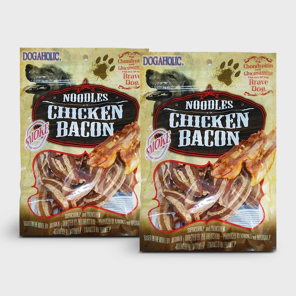 Dogaholic noodles chicken bacon strips dog treat bbq 130 g