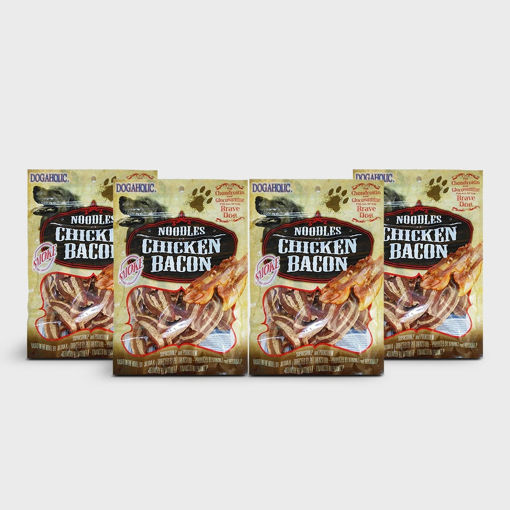 Dogaholic noodles chicken bacon strips dog treat bbq 130 g