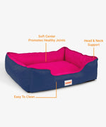 Load image into Gallery viewer, Waterproof Lounger Bed, Navy Blue & Pink