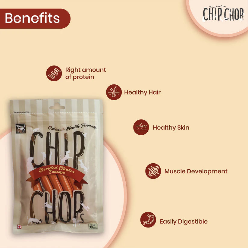 Chip chops dog treats   devilled chicken sausage