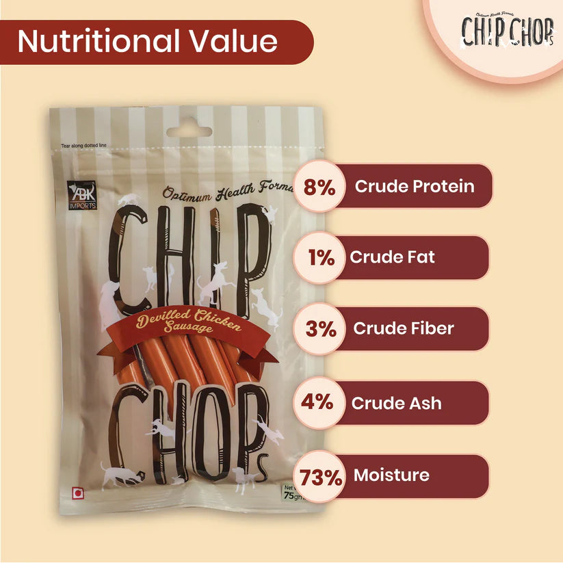 Chip chops dog treats   devilled chicken sausage