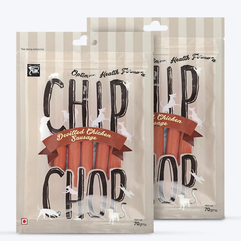 Chip chops dog treats   devilled chicken sausage