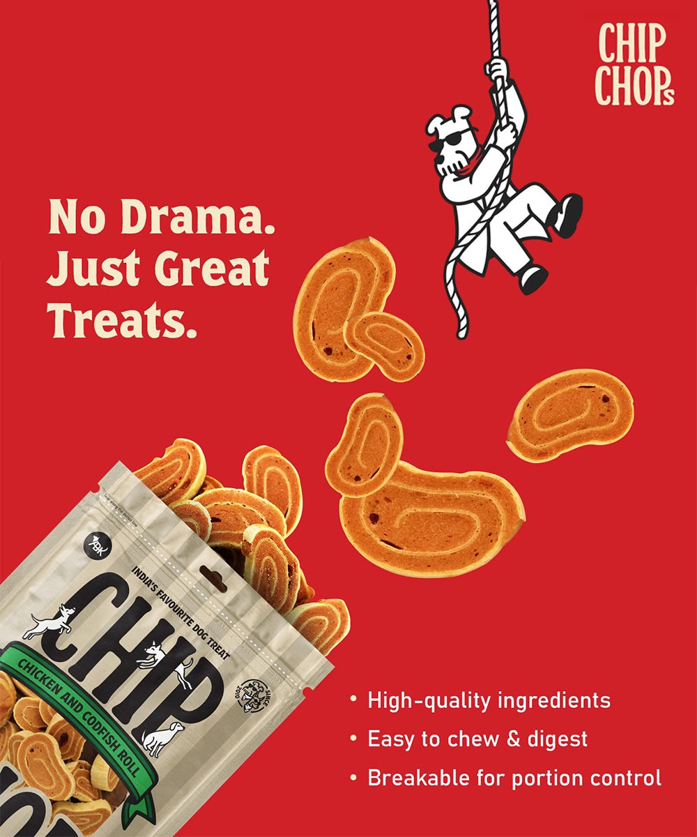 Chip chops dog treats   chicken & codfish roll