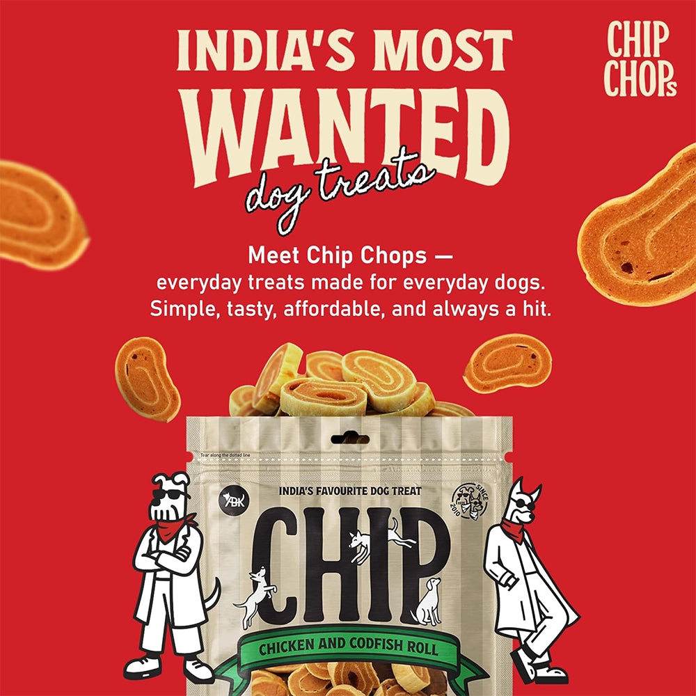 Chip chops dog treats   chicken & codfish roll