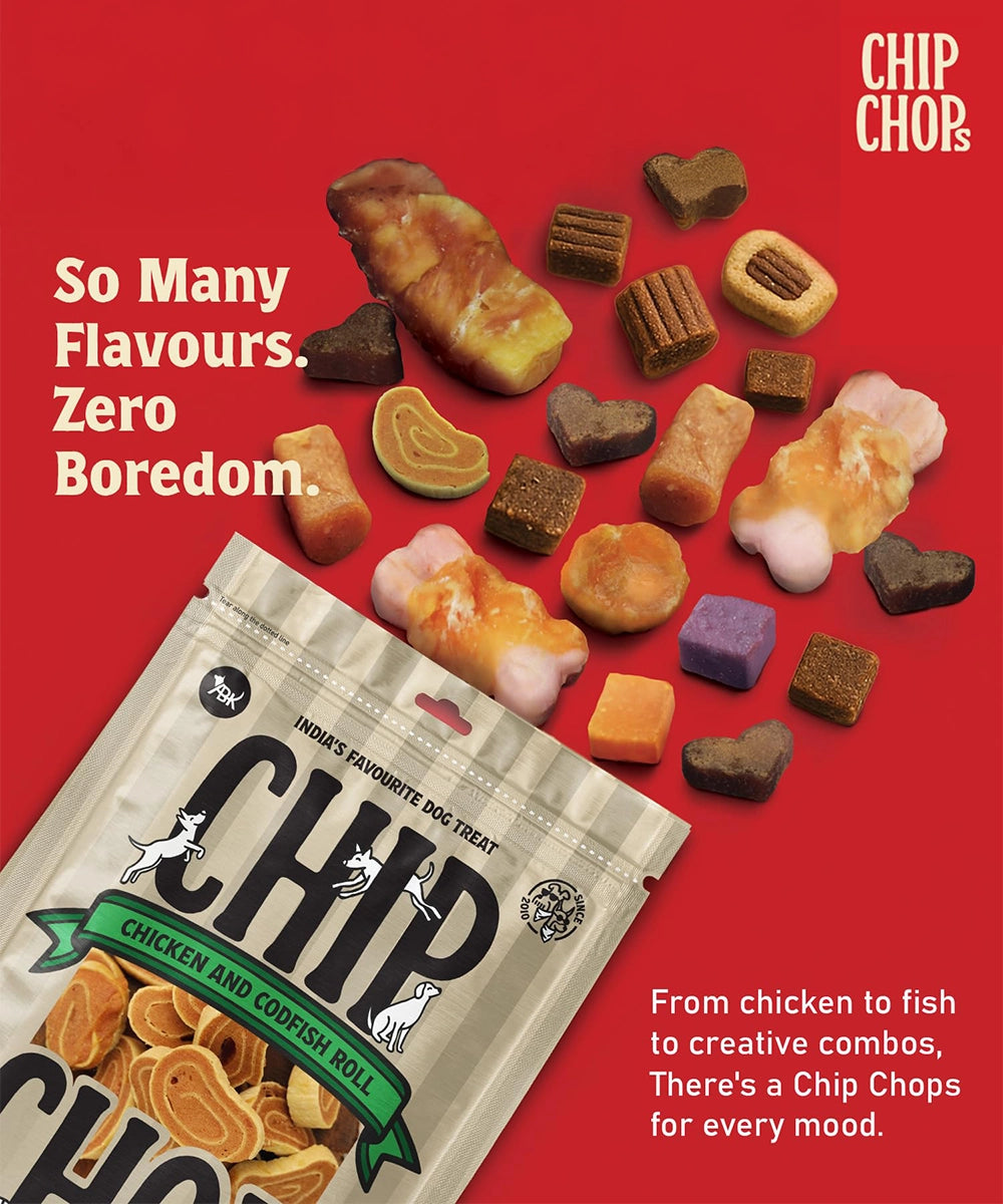 Chip chops dog treats   chicken & codfish roll
