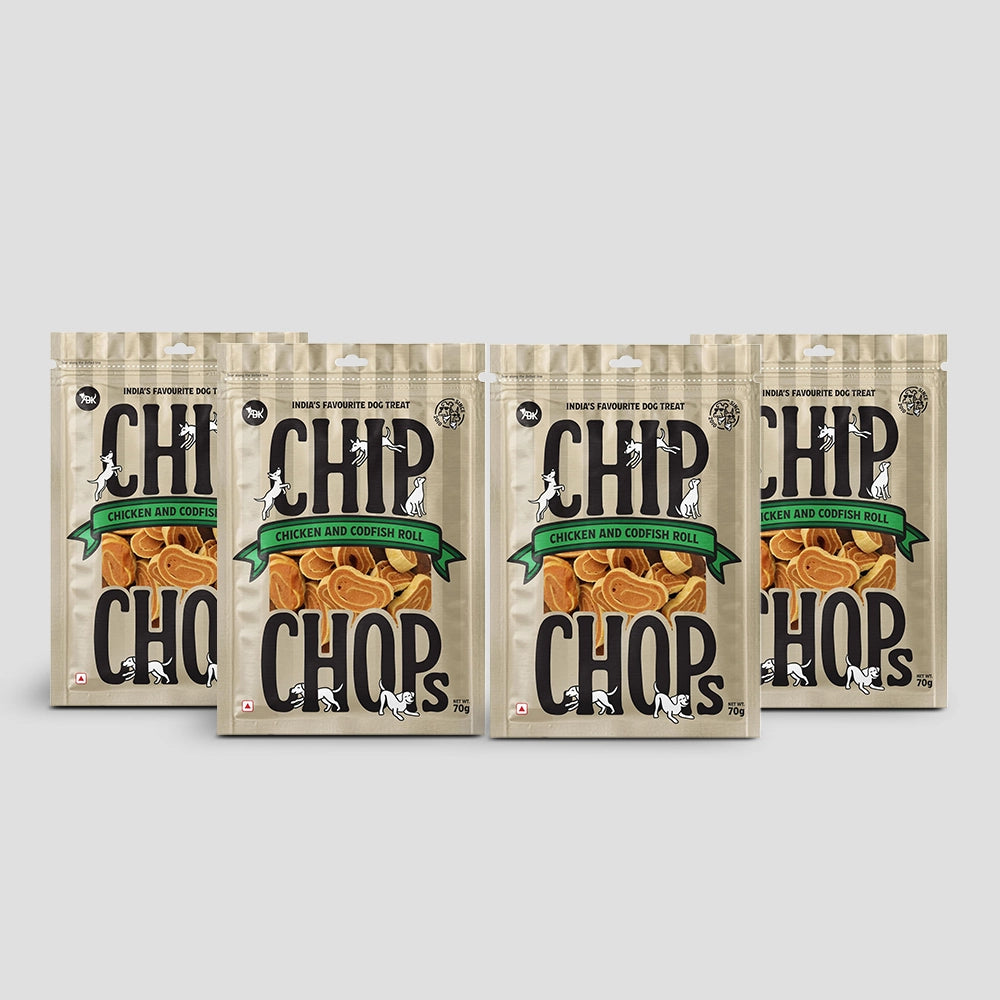 Chip chops dog treats   chicken & codfish roll