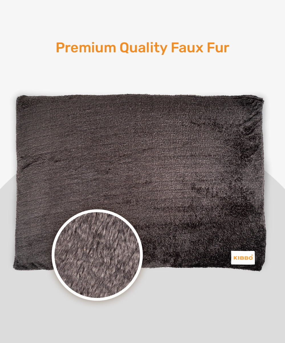 Faux fur flat bed, grey