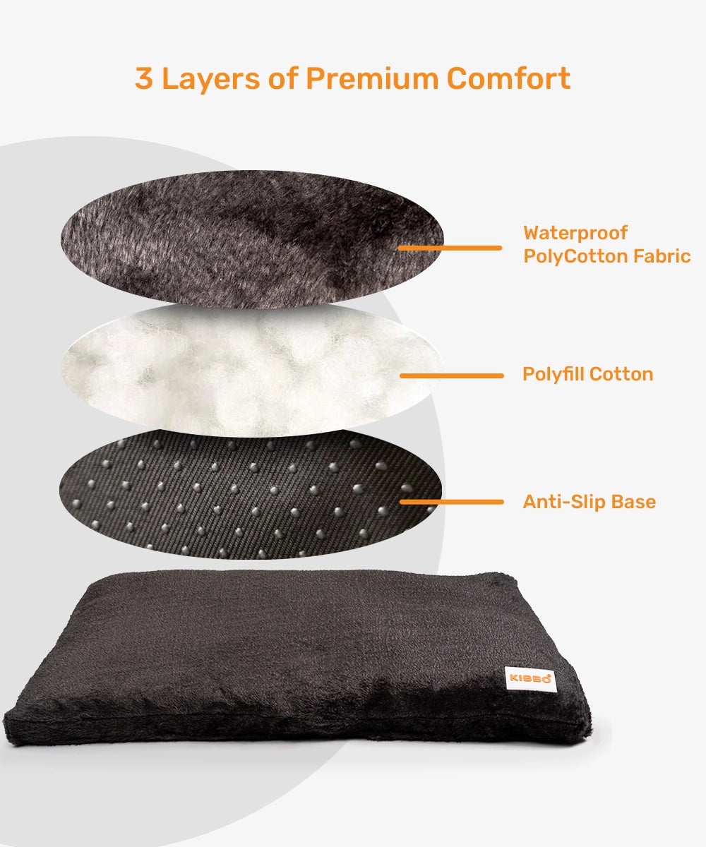 Faux fur flat bed, grey