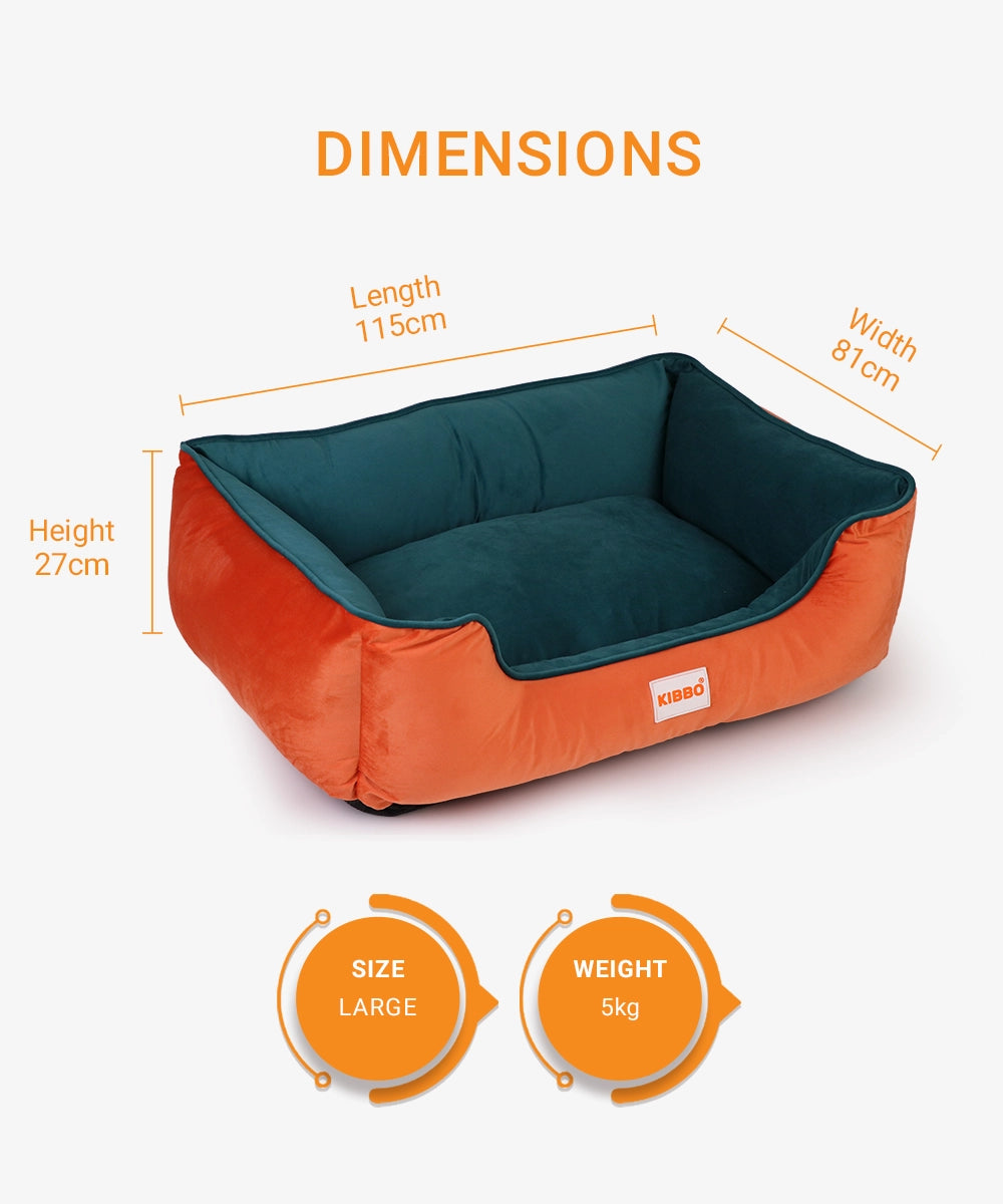Kibbo Lounger Bed, Orange & Green