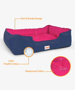 Load image into Gallery viewer, Waterproof Lounger Bed, Navy Blue &amp; Pink
