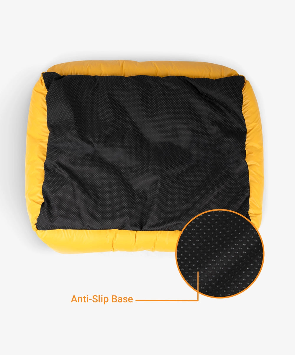 Waterproof lounger bed, yellow & sky blue