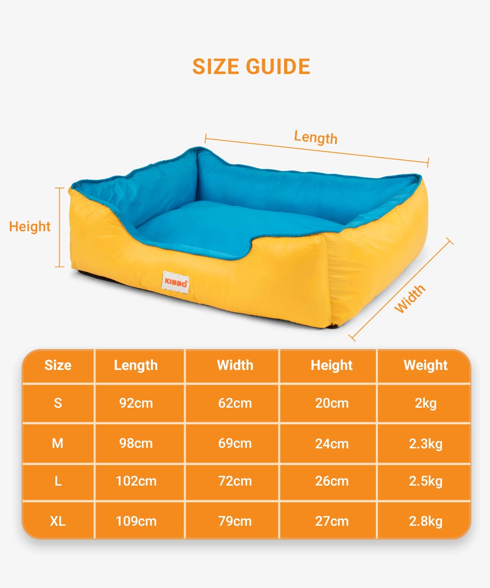 Waterproof lounger bed, yellow & sky blue