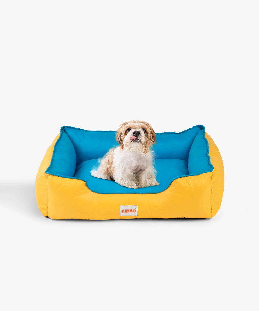 Waterproof lounger bed, yellow & sky blue