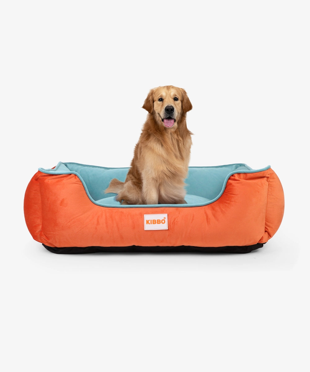 Kibbo lounger bed, orange & aqua